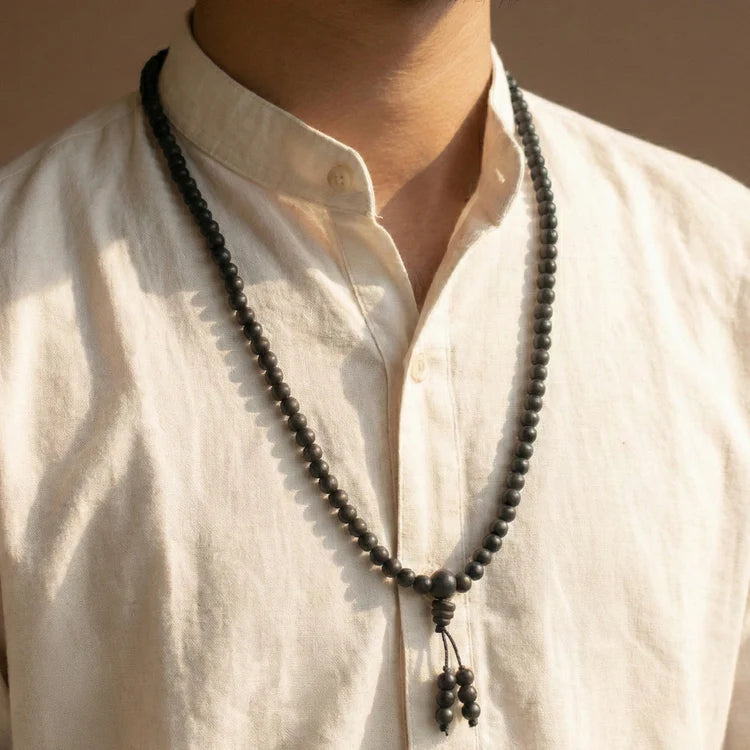 Karungali Malai 6mm Stretchable - 108+1 Beads (Original Ebony Wood)