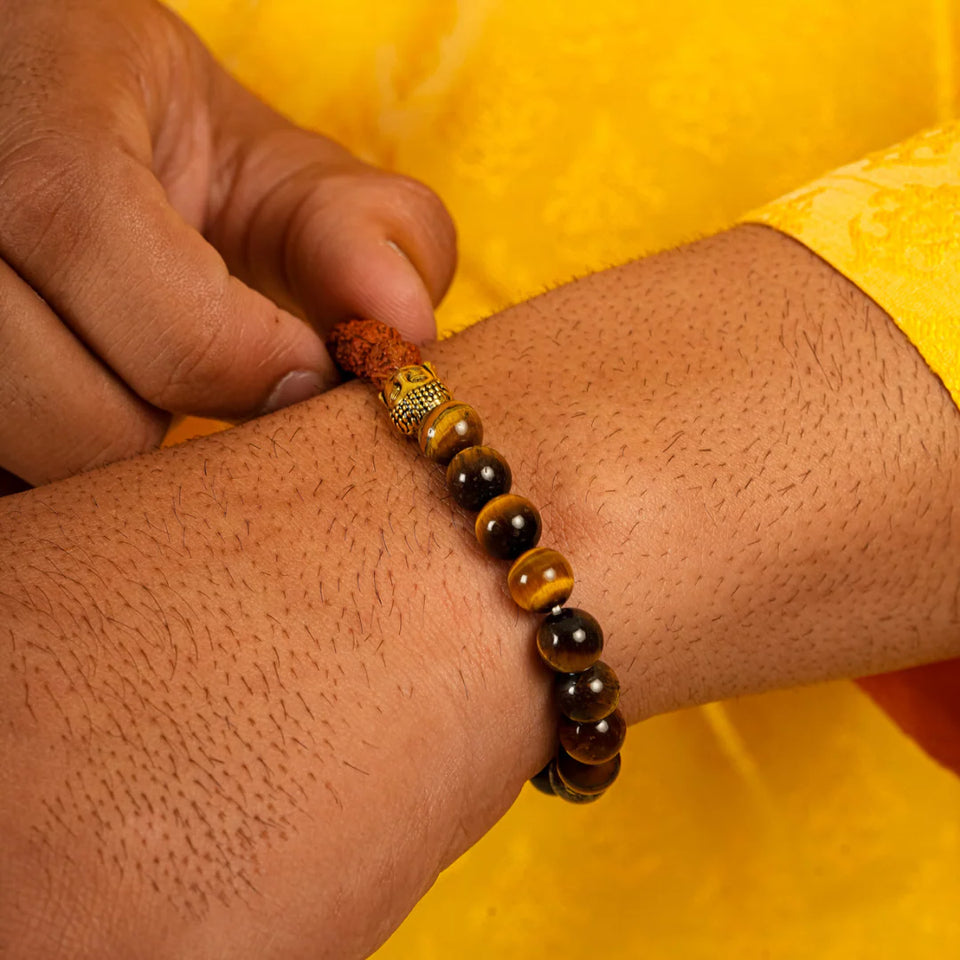 Rudraksh Pyrite and Tiger Eye bracelet