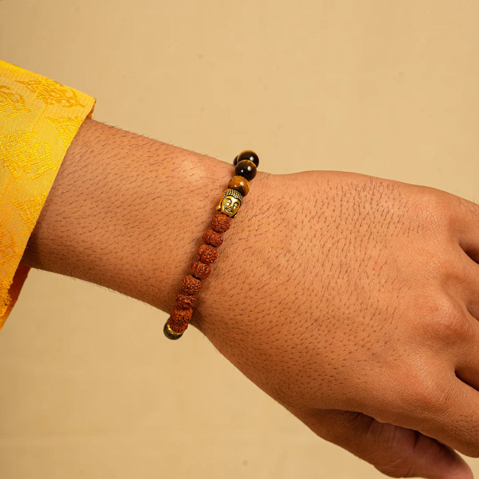 Rudraksh Pyrite and Tiger Eye bracelet