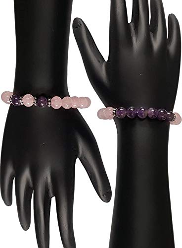 Rose Quartz Beads Silver Stretchable Bracelet