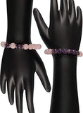 Rose Quartz Beads Silver Stretchable Bracelet