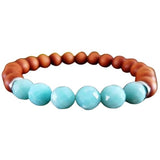 Blue Amazonite & Sandalwood Beads Stretchable Bracelet