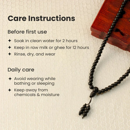 Karungali Malai 6mm Stretchable - 108+1 Beads (Original Ebony Wood)