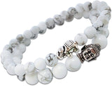 Crystal White D'vine Howlite Stones Lucky Elephant Buddha Beads Bracelets
