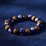 Tiger Eye & Evil Eye Charm Bracelet