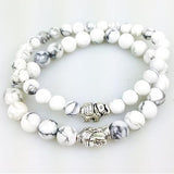 Crystal White D'vine Howlite Stones Lucky Elephant Buddha Beads Bracelets