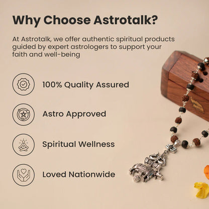 Shiv Raksha Karungali Rudraksha Mala with Trishul Nandi Pendant