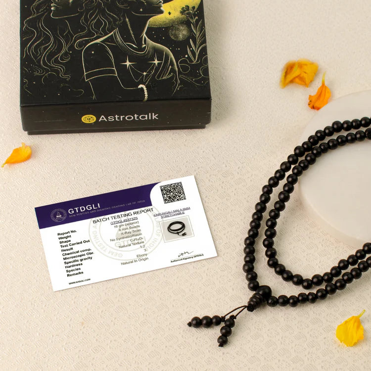 Karungali Malai 6mm Stretchable - 108+1 Beads (Original Ebony Wood)
