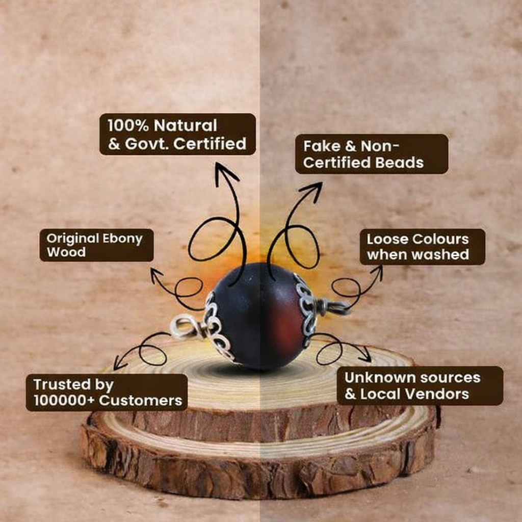 Karungali Malai Silver Cap Necklace