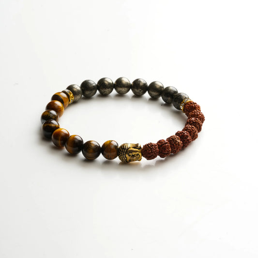 Rudraksh Pyrite and Tiger Eye bracelet