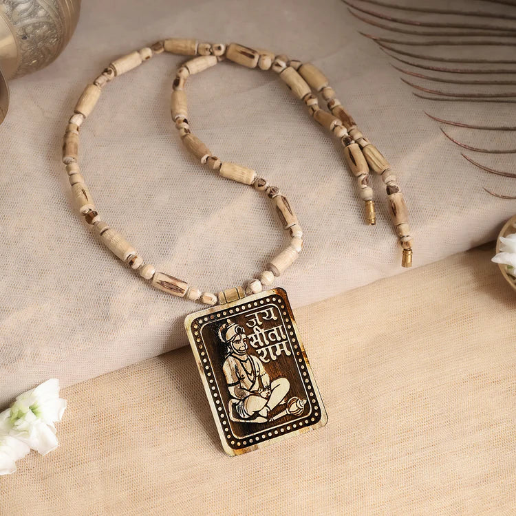 Govt Certified Bageshwar Dham Sitaram Hanumanji Tulsi Necklace