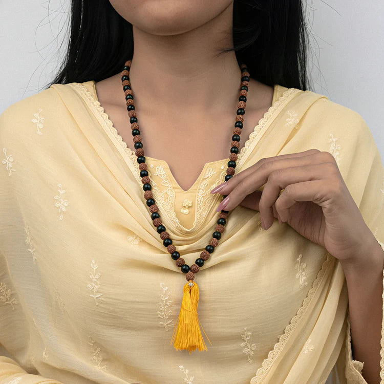 Divya Raksha Rudraksha & Karungali Mala 8mm - 108+1 Beads