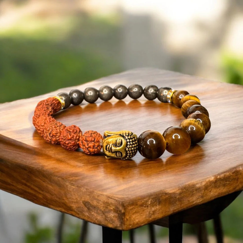 Rudraksh Pyrite and Tiger Eye bracelet