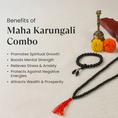 Karungali Malai 6mm (108+1 Beads) with 8mm Karungali Bracelet