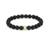 Natural Stone Bead Stretchy String Lesbian Gay Pride Bracelet Handmade