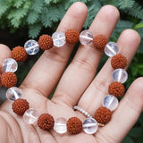 Rudraksha & Clear Quartz Crystal Bracelet for Men, Women & Children