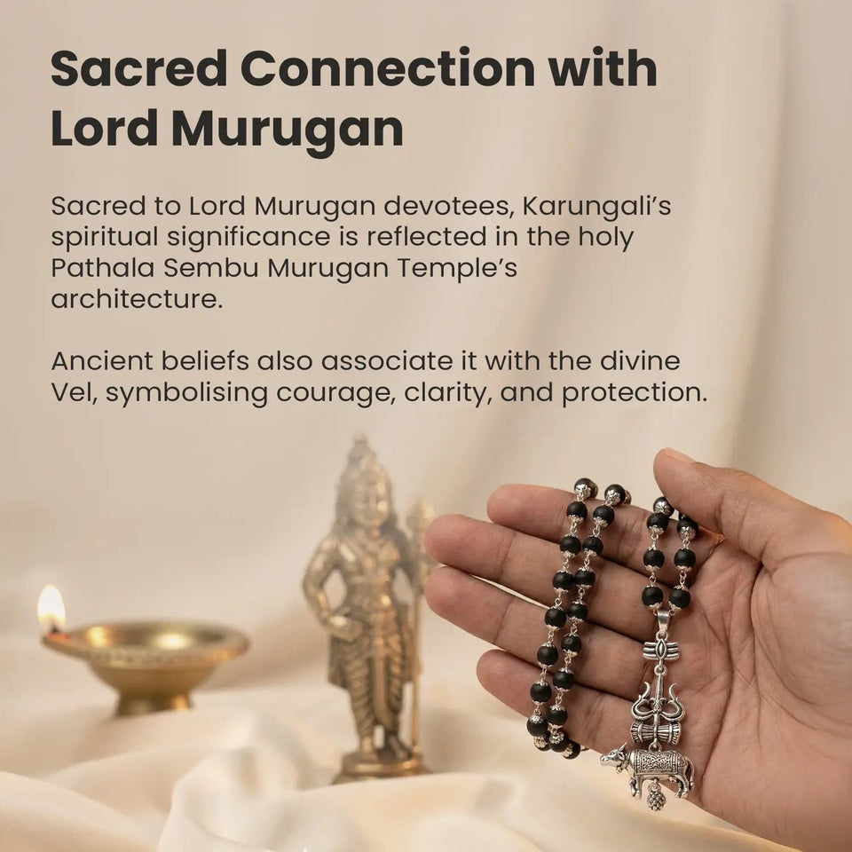 Shiv Raksha Karungali Mala with Trishul Nandi Pendant