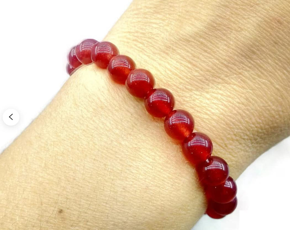 Crystal Healing Semi Precious Gem stone Bracelet for Men, Women, Boys, Girls (Red)