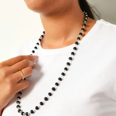 Karungali Malai Silver Cap Necklace