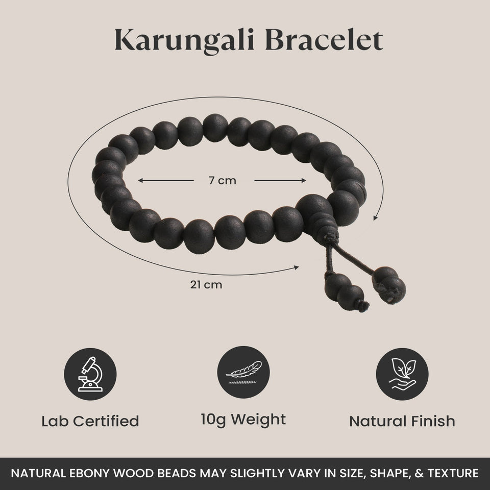 Silver Capped Karungali Malai – with Free Karungali Bracelet