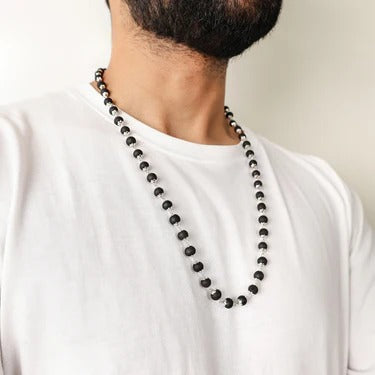 Karungali Malai Silver Cap Necklace