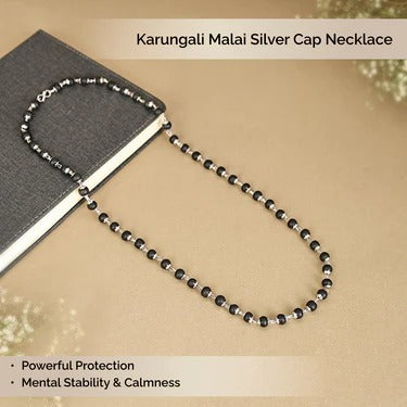 Karungali Malai Silver Cap Necklace