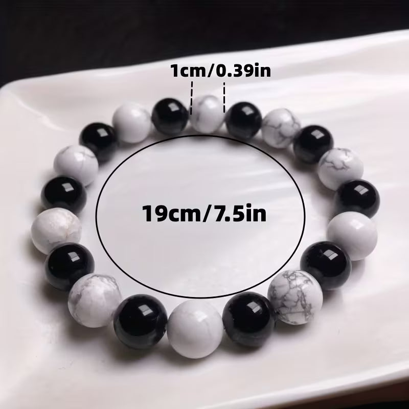 Marble Pattern, Black and White Design for Men and Women, Beads for Bracelets
