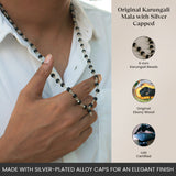 Silver Capped Karungali Malai – with Free Karungali Bracelet