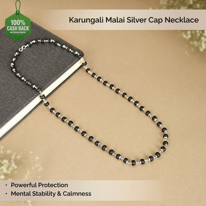 Karungali Malai Silver Cap Necklace