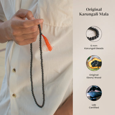 Karungali Malai 6mm for Kids (108+1 Beads) Original Ebony Wood