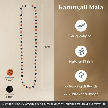 Divya Raksha Rudraksha & Karungali Mala with Silver Capping