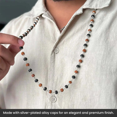 Divya Raksha Rudraksha & Karungali Mala with Silver Capping