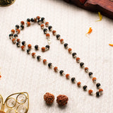 Divya Raksha Rudraksha & Karungali Mala with Silver Capping