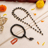 Silver Capped Karungali Malai – with Free Karungali Bracelet