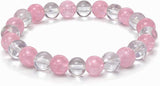 Rose Quartz Bracelet Clear Quartz Natural Healing Gemstone Bracelet for Men & Women