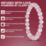 Rose Quartz Bracelet Clear Quartz Natural Healing Gemstone Bracelet for Men & Women