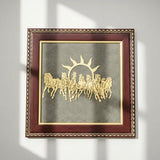 7 Horses Raw Pyrite Frame for Vastu & Prosperity