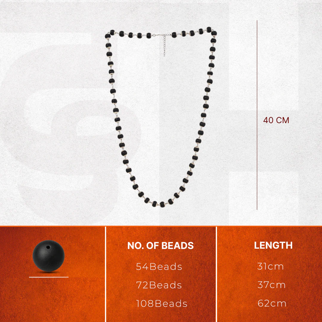 Karungali Malai Silver Cap Necklace