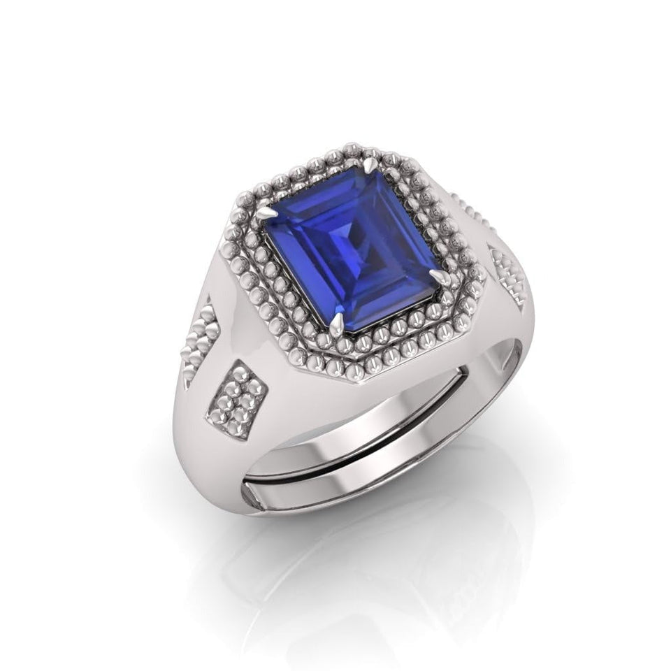 Blue Sapphire Neelam Gemstone Panchdhatu Ring