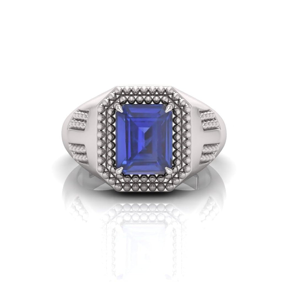 Blue Sapphire Neelam Gemstone Panchdhatu Ring