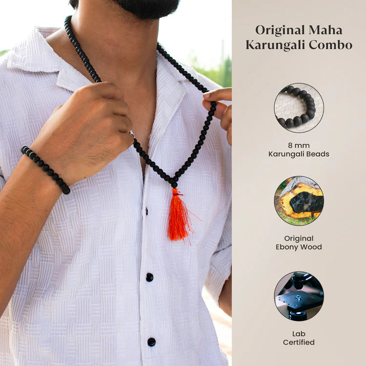 Karungali Malai (8mm) with Karungali Bracelet